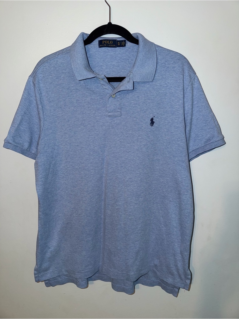 Polo by Ralph Lauren Men's Light Blue Polo with Navy Pony